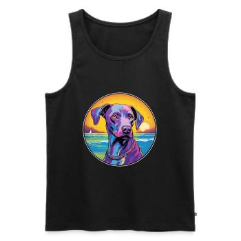 Bleu dentelle chien race coloré dessin animé aquarelle - Débardeur bio Premium Homme - noir - Devant - Michal (187cm)