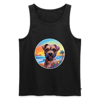 Border Terrier Chien Race Coloré Cartoon Watercol - Débardeur bio Premium Homme - noir - Devant - AI Model Male 178 light (178cm)