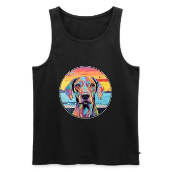 Braque Francais Dog Breed Colorful Cartoon Waterco - Men's Premium Organic Tank Top - black - Front - Michal (187cm)