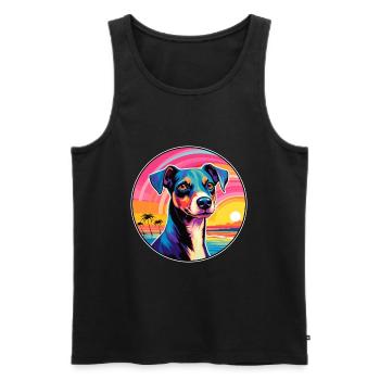 Terrier brésilien race de chien coloré dessin animé eau - Débardeur bio Premium Homme - noir - Devant - Michal (187cm)