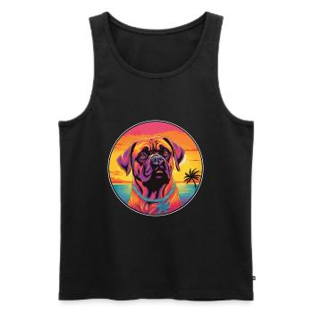 Bullmastiff chien race coloré dessin animé aquarelle - Débardeur bio Premium Homme - noir - Devant - Michal (187cm)