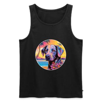 Cao da Serra de Aires Hunderasse Bunte Karikatur W - Männer Premium Bio Tank Top - Schwarz - Vorne - AI Model Male 178 light (178cm)