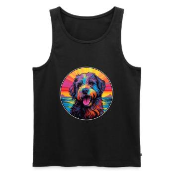 Bouvier des Ardennes Hunderasse bunte Karikatur wa - Männer Premium Bio Tank Top - Schwarz - Vorne - AI Model Male 178 light (178cm)