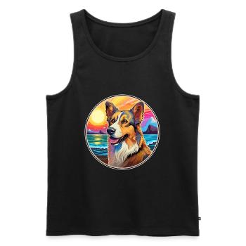 Bucovine Berger Chien Race Coloré Dessin Animé Eau - Débardeur bio Premium Homme - noir - Devant - Michal (187cm)