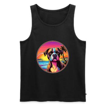 Bull Boxer Hund Rasse Bunte Karikatur Aquarell - Männer Premium Bio Tank Top - Schwarz - Vorne - Michal (187cm)