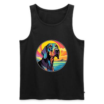 Noir Et Tan Coonhound Race De Chien Coloré Dessin Animé - Débardeur bio Premium Homme - noir - Devant - Michal (187cm)