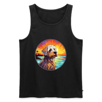 Cao de Seo Miguel Hunderasse Bunte Karikatur Wasser - Männer Premium Bio Tank Top - Schwarz - Vorne - Michal (187cm)