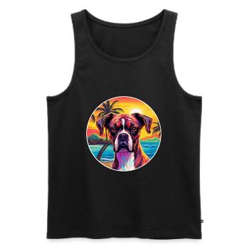 Boxer Hund Rasse Bunte Karikatur Aquarell - Männer Premium Bio Tank Top - Schwarz - Vorne - Michal (187cm)