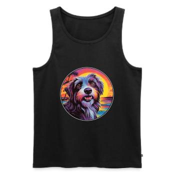 Catalan Sheepdog Dog Breed Colorful Cartoon Waterc - Men's Premium Organic Tank Top - black - Front - Michal (187cm)
