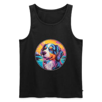 Caucasian Ovcharka Dog Breed Colorful Cartoon Wate - Men's Premium Organic Tank Top - black - Front - AI Model Male 178 light (178cm)