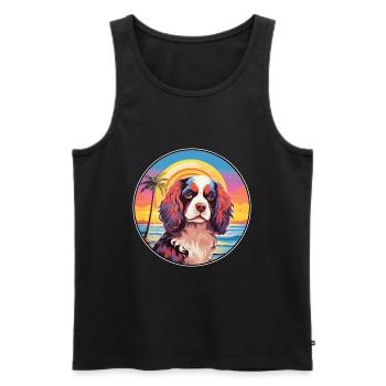 Cavalier King Charles Épagneul Race De Chien Coloré C - Débardeur bio Premium Homme - noir - Devant - Michal (187cm)