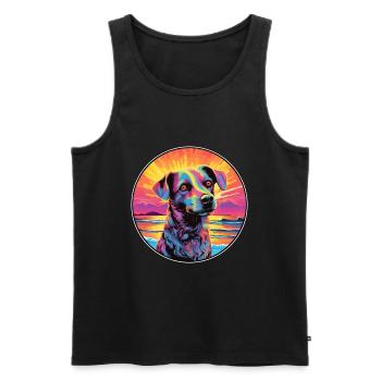 Cesky Fousek Chien Race Coloré Dessin Animé Aquarelle - Débardeur bio Premium Homme - noir - Devant - Michal (187cm)
