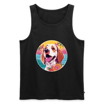Clumber Spaniel Dog Breed Colorful Cartoon Waterco - Men's Premium Organic Tank Top - black - Front - Michal (187cm)