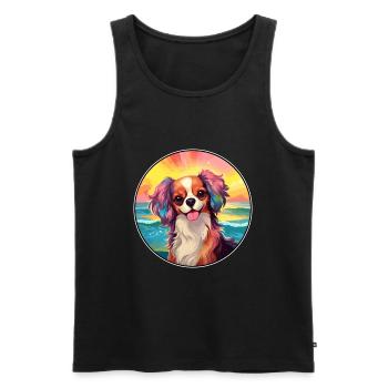Continental Toy Spaniel Chien Race Coloré Dessin Animé - Débardeur bio Premium Homme - noir - Devant - Michal (187cm)
