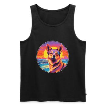 Dingo-Hunderasse Buntes Cartoon-Aquarell - Männer Premium Bio Tank Top - Schwarz - Vorne - Michal (187cm)