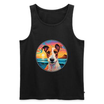 Chilean Fox Terrier Dog Breed Colorful Cartoon Wat - Men's Premium Organic Tank Top - black - Front - AI Model Male 178 light (178cm)