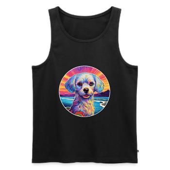 Chinesische kaiserliche Hunderasse bunte Karikatur Wasserc - Männer Premium Bio Tank Top - Schwarz - Vorne - AI Model Male 178 light (178cm)