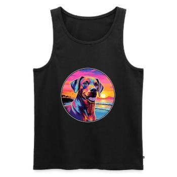 Cimarron Uruguayo Dog Breed Colorful Cartoon Water - Men's Premium Organic Tank Top - black - Front - Michal (187cm)