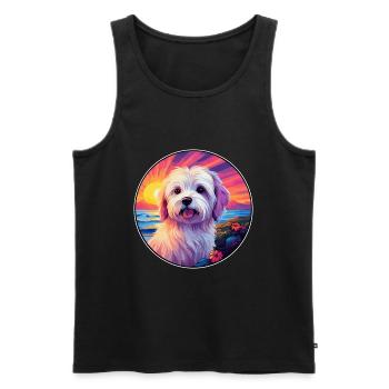 Coton De Tulear Dog Breed Colorful Cartoon Waterco - Débardeur bio Premium Homme - noir - Devant - AI Model Male 178 light (178cm)