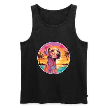 Cretan Hound Dog Breed Colorful Cartoon Watercolor - Men's Premium Organic Tank Top - black - Front - Michal (187cm)