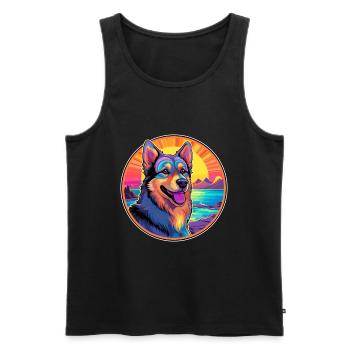 Race de chien de berger croate Eau de dessin animé coloré - Débardeur bio Premium Homme - noir - Devant - Michal (187cm)