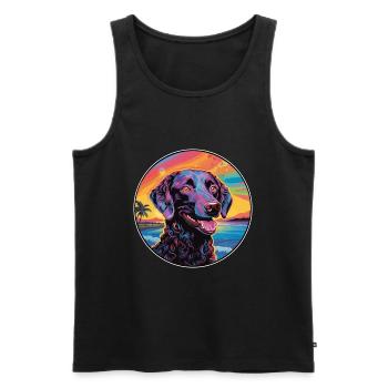 Curly Coated Retriever Dog Breed Colorful Cartoon - Men's Premium Organic Tank Top - black - Front - Michal (187cm)