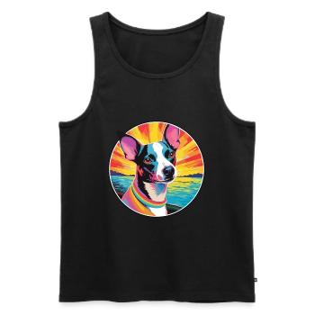 Decker Rat Terrier Dog Breed Colorful Cartoon Wate - Men's Premium Organic Tank Top - black - Front - AI Model Male 178 light (178cm)