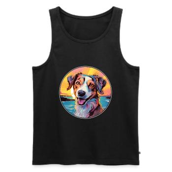 Danois Suédois Farmdog Race Chien Coloré Cartoon - Débardeur bio Premium Homme - noir - Devant - AI Model Male 178 light (178cm)
