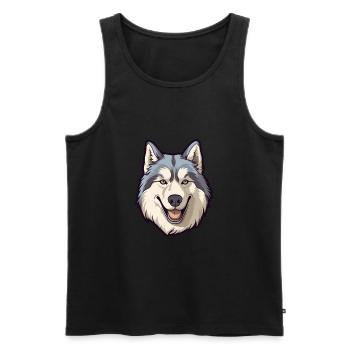 Alaskan Malamute Dog Breed Cartoon Kawaii Illustra - Men's Premium Organic Tank Top - black - Front - Michal (187cm)