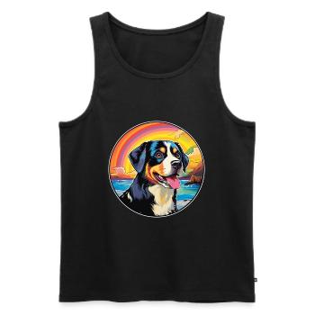 Entlebucher Mountain Dog Breed Coloré Cartoon Wa - Débardeur bio Premium Homme - noir - Devant - AI Model Male 178 light (178cm)