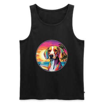 Estnische Jagdhunderasse Bunte Karikatur Watercol - Männer Premium Bio Tank Top - Schwarz - Vorne - AI Model Male 178 light (178cm)