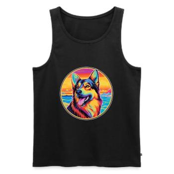 Race de chien de berger d’Europe de l’Est Dessin animé coloré - Débardeur bio Premium Homme - noir - Devant - Michal (187cm)