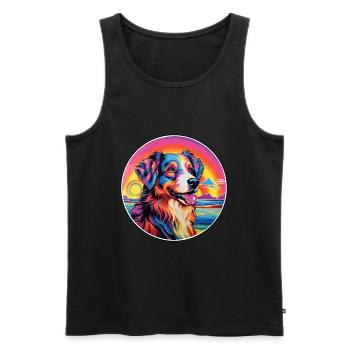 Berger Anglais Chien Race Coloré Cartoon Waterc - Débardeur bio Premium Homme - noir - Devant - Michal (187cm)