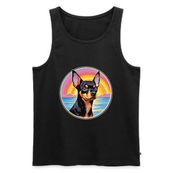 Englischer Spielzeugterrier Hunderasse Bunte Karikatur Wat - Männer Premium Bio Tank Top - Schwarz - Vorne - Michal (187cm)