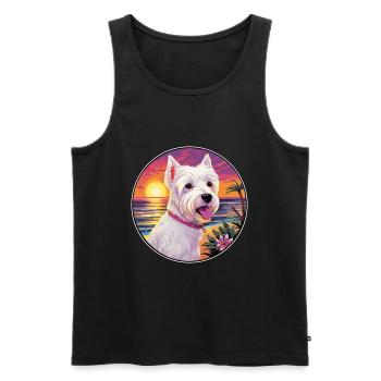 Anglais Terrier Blanc Chien Race Coloré Cartoon W - Débardeur bio Premium Homme - noir - Devant - Michal (187cm)