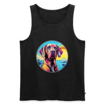 Brasileiro chien race coloré dessin animé aquarelle - Débardeur bio Premium Homme - noir - Devant - Michal (187cm)