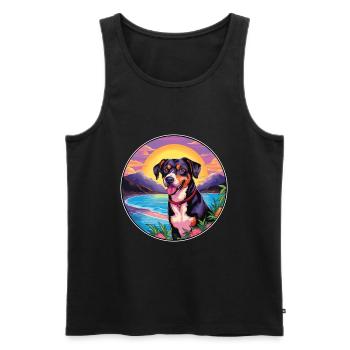Chien de montagne de Formose race coloré dessin animé eau - Débardeur bio Premium Homme - noir - Devant - Michal (187cm)