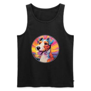 Foxterrier glatte Hunderasse bunte Karikatur Wate - Männer Premium Bio Tank Top - Schwarz - Vorne - AI Model Male 178 light (178cm)