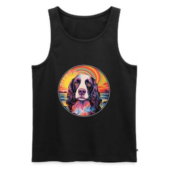 English Springer Spaniel Hunderasse Bunt Cartoo - Männer Premium Bio Tank Top - Schwarz - Vorne - Michal (187cm)
