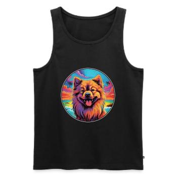 Eurasier Dog Breed Colorful Cartoon Watercolor - Men's Premium Organic Tank Top - black - Front - AI Model Male 178 light (178cm)