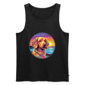 Fauve De Bretagne Dog Breed Colorful Cartoon Water - Men's Premium Organic Tank Top - black - Front - AI Model Male 178 light (178cm)
