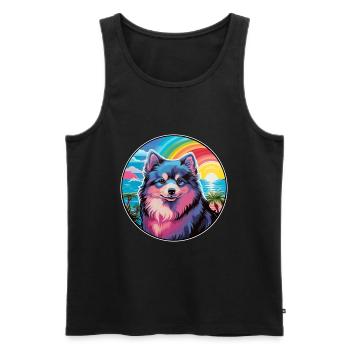 Chien de Laponie finlandais Race de dessin animé coloré Waterc - Débardeur bio Premium Homme - noir - Devant - Michal (187cm)