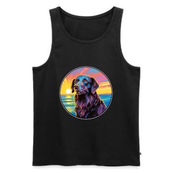 Flat Coated Retriever Dog Breed Colorful Cartoon W - Men's Premium Organic Tank Top - black - Front - AI Model Male 178 light (178cm)