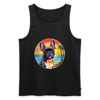 French Bulldog Dog Breed Colorful Cartoon Watercol - Men's Premium Organic Tank Top - black - Front - Michal (187cm)