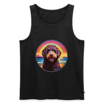 Friesische Wasserhundrasse Bunte Karikatur Watercolo - Männer Premium Bio Tank Top - Schwarz - Vorne - Michal (187cm)