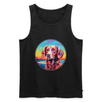 Français Bretagne chien race coloré dessin animé Waterco - Débardeur bio Premium Homme - noir - Devant - Michal (187cm)