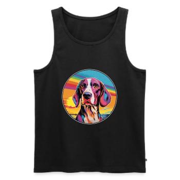 Français Tricolore Hound chien race coloré dessin animé W - Débardeur bio Premium Homme - noir - Devant - Michal (187cm)