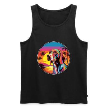 French Gascony Pointer Dog Breed Colorful Cartoon - Men's Premium Organic Tank Top - black - Front - Michal (187cm)