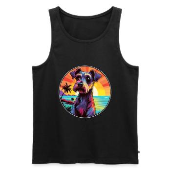 Chien de chasse allemand Terrier race Dessin animé coloré - Débardeur bio Premium Homme - noir - Devant - AI Model Male 178 light (178cm)