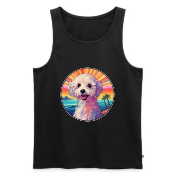 German Sheeppoodle Dog Breed Colorful Cartoon Wate - Men's Premium Organic Tank Top - black - Front - AI Model Male 178 light (178cm)